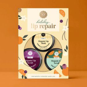 Woolzies Holiday Lip Repair Set 3-Piece Lip Mask + Scrubs Vanilla Orange Mint